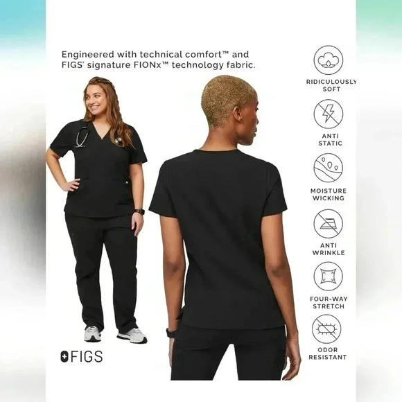 Figs Women's technical collection scrub set black - Picture 1 of 6